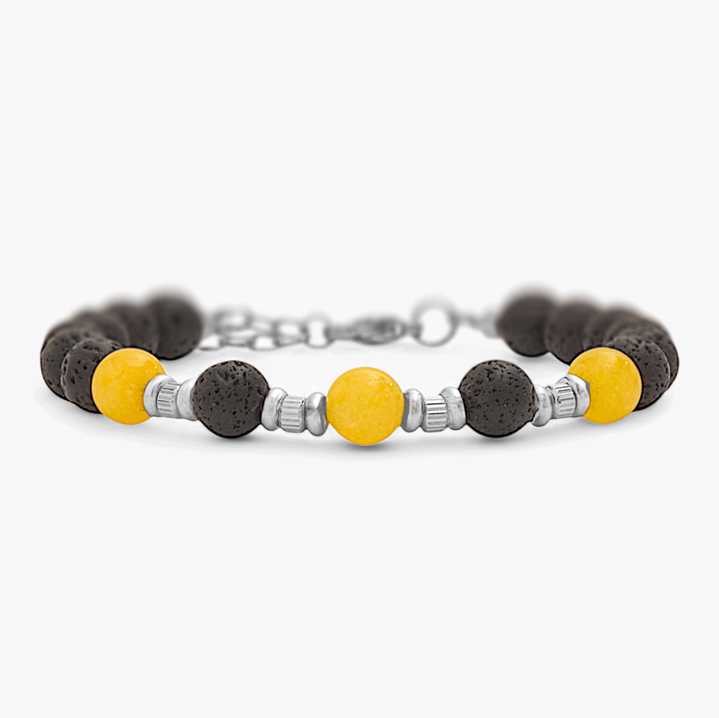 Bracciale in Agata Gialla e Pietra Lavica