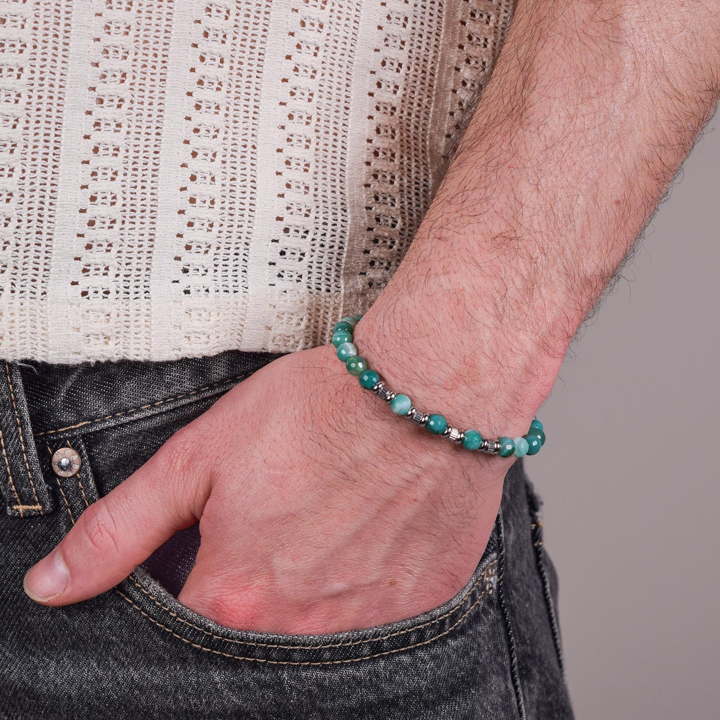 Bracciale in Agata Verde sfaccettata