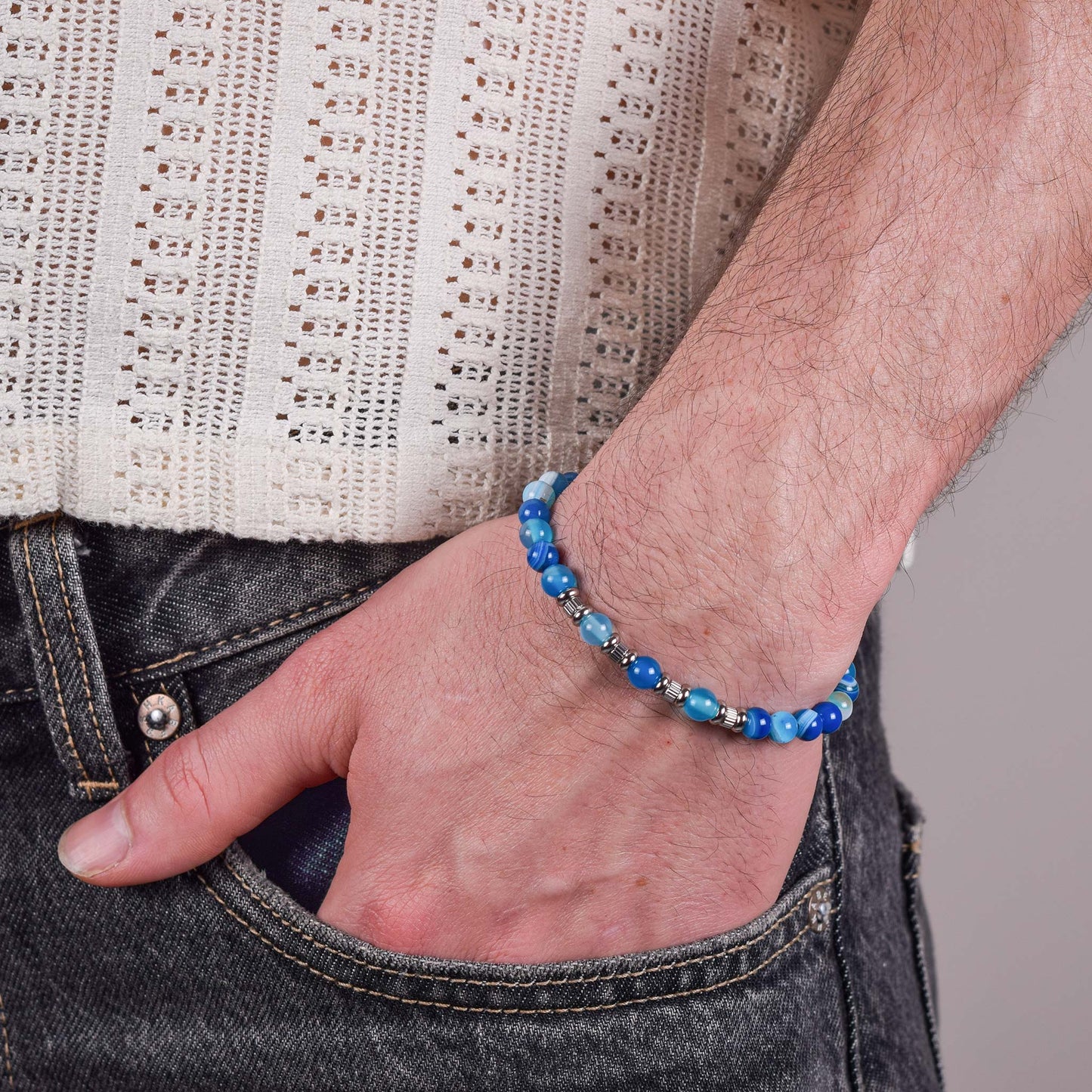 Bracciale in Agata Blu