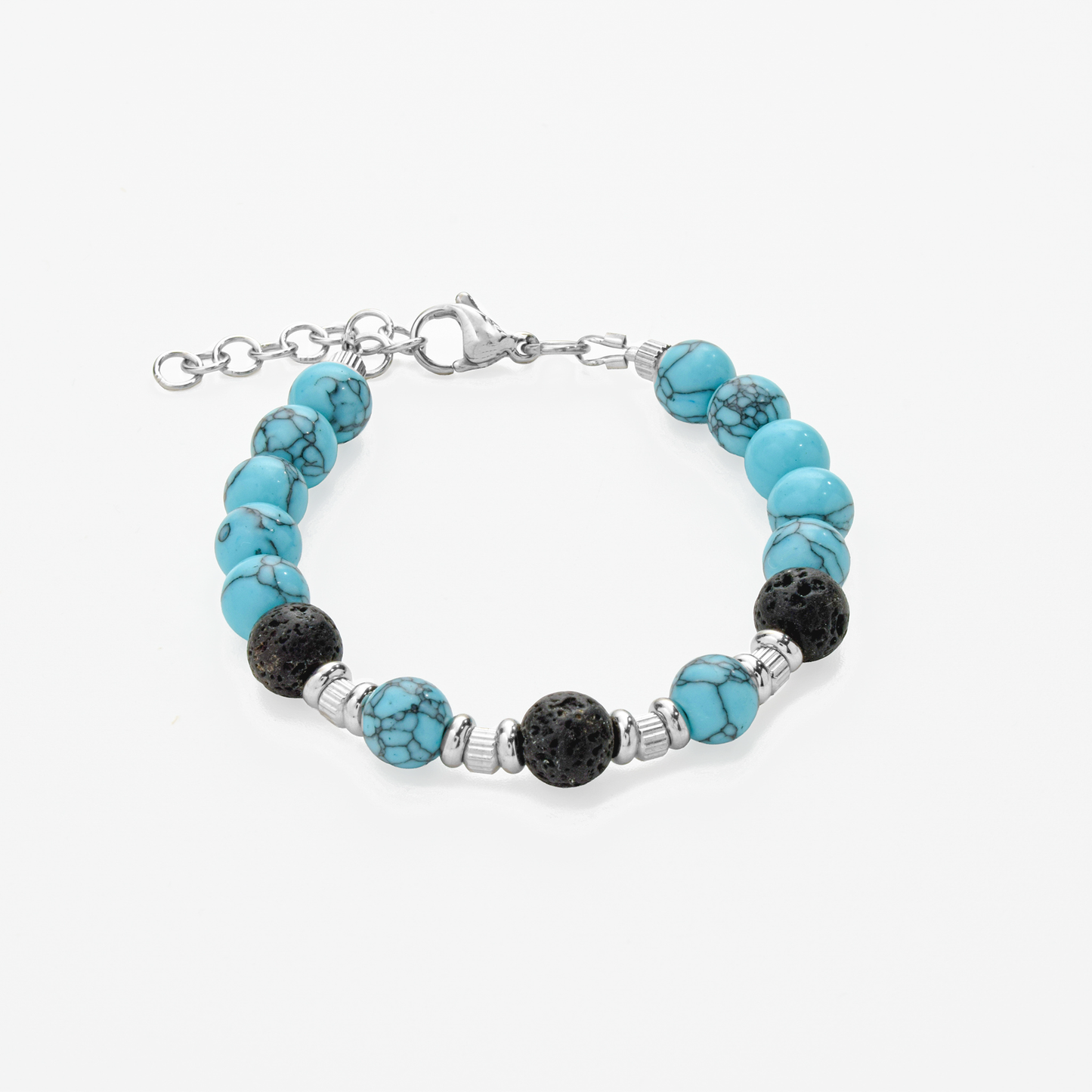 Bracciale in Turchese e Pietra Lavica