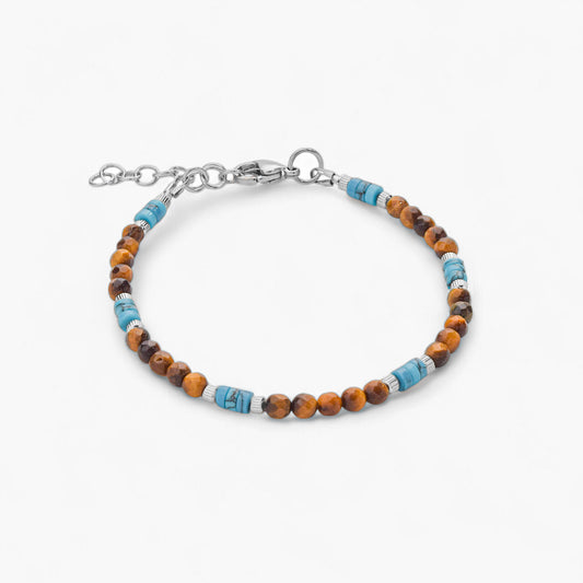 Bracciale in Occhio di Tigre e Turchese