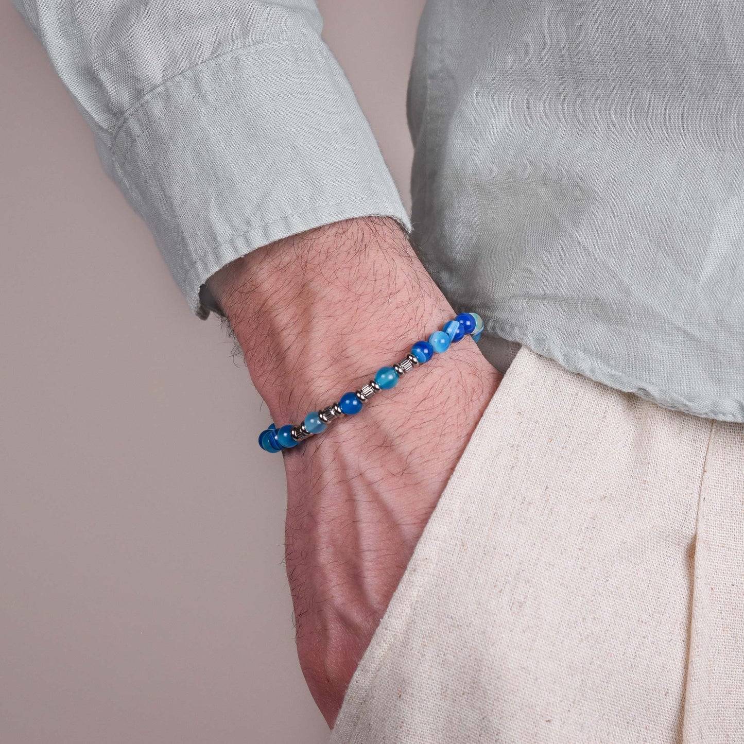 Bracciale in Agata Blu