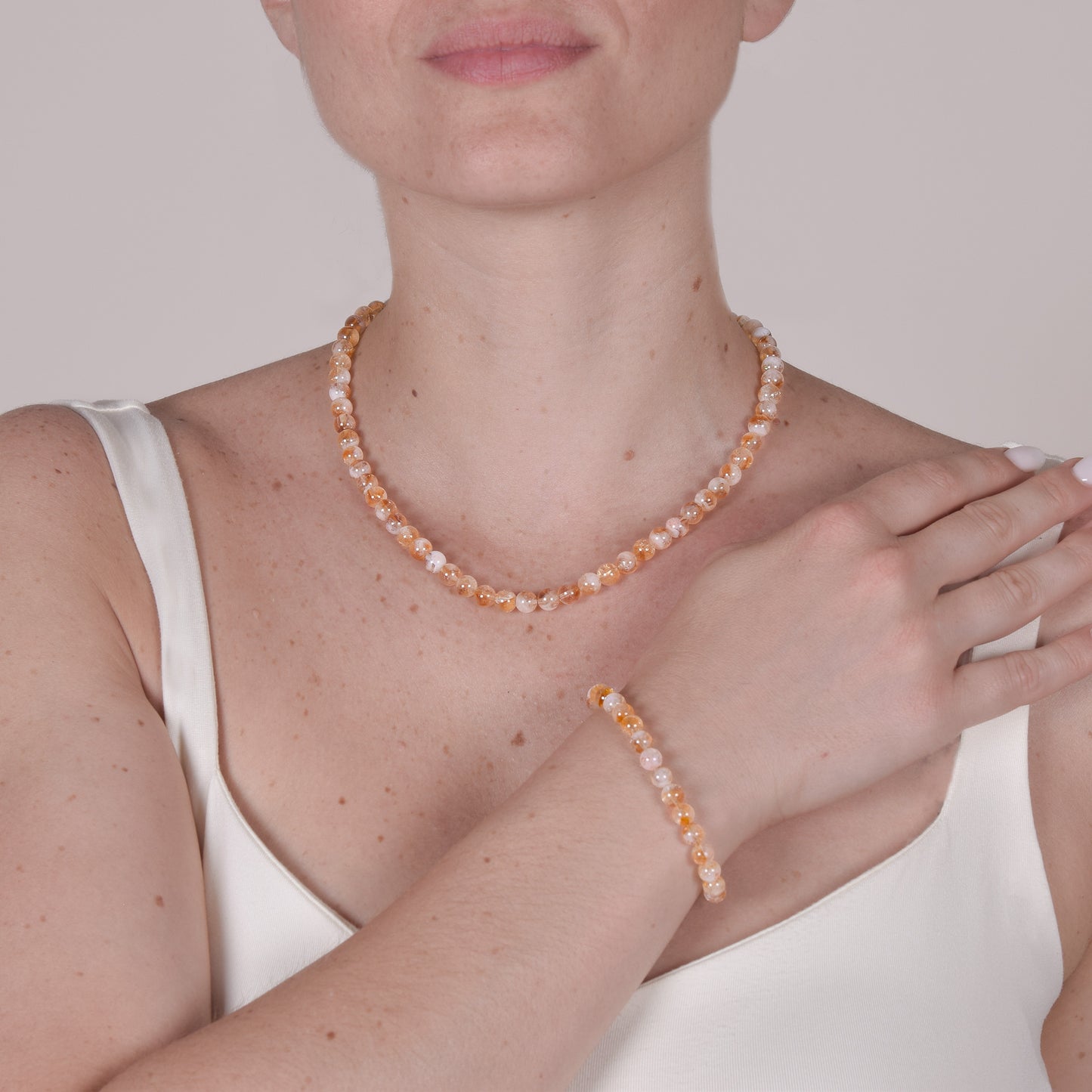 Collana Minimal Girocollo in Quarzo Citrino Ambrato