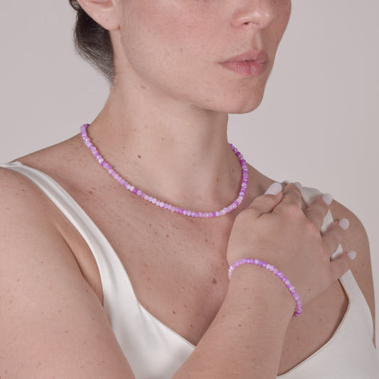 Collana Minimal Girocollo in Giada Lilla Multicolor