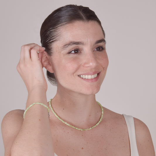 Bracciale Minimal in Giada Verde Sfaccettata