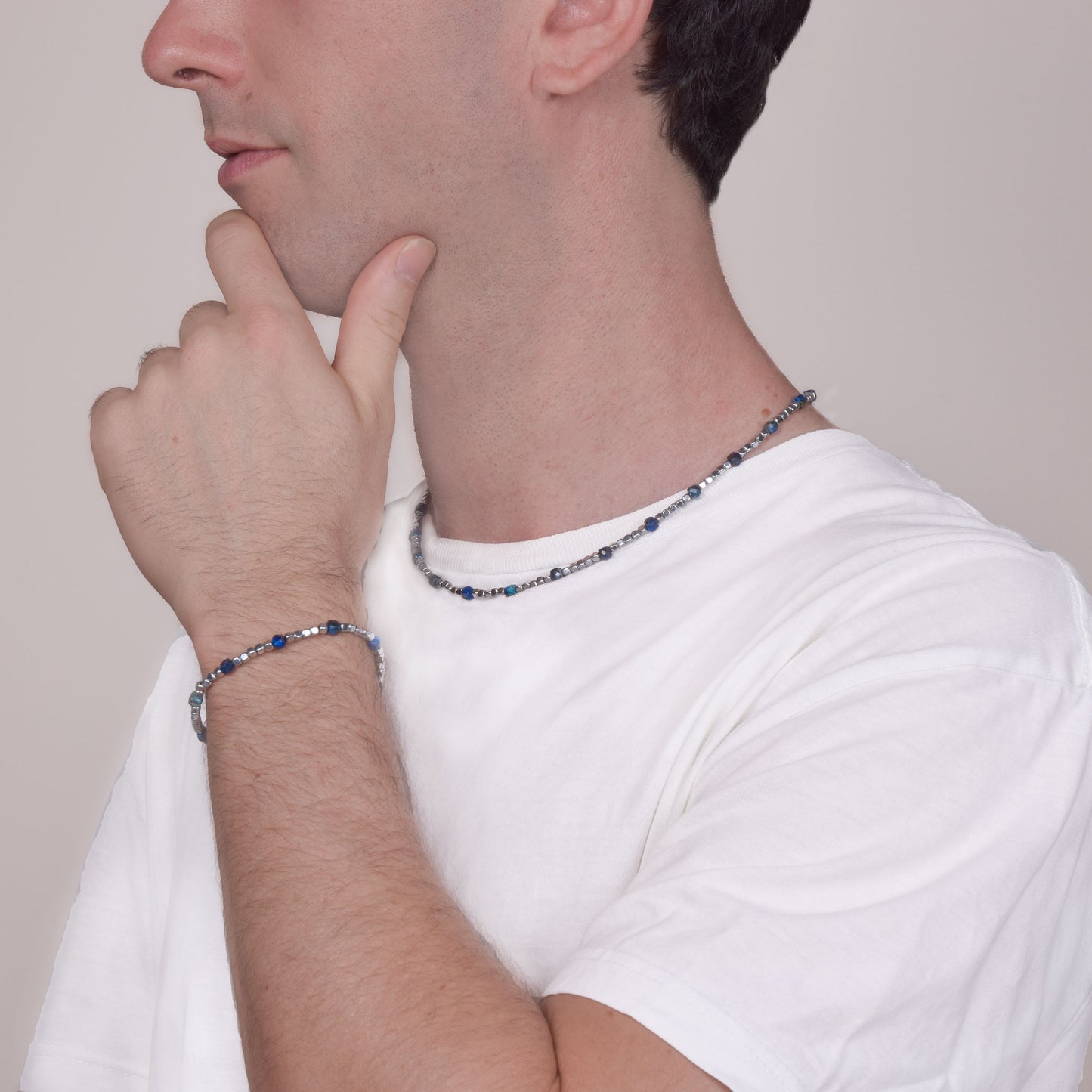 Bracciale in Sodalite e Ematite