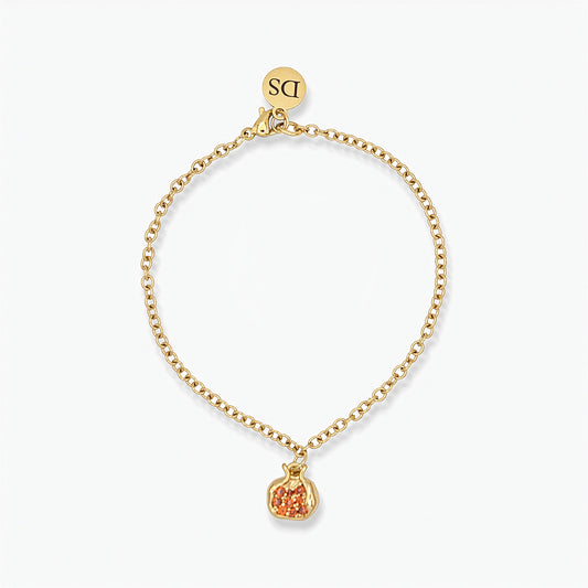 Bracciale placcato oro 18k con charm melograno