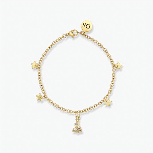 Bracciale Placcato Oro 18K - Charm Albero di Natale