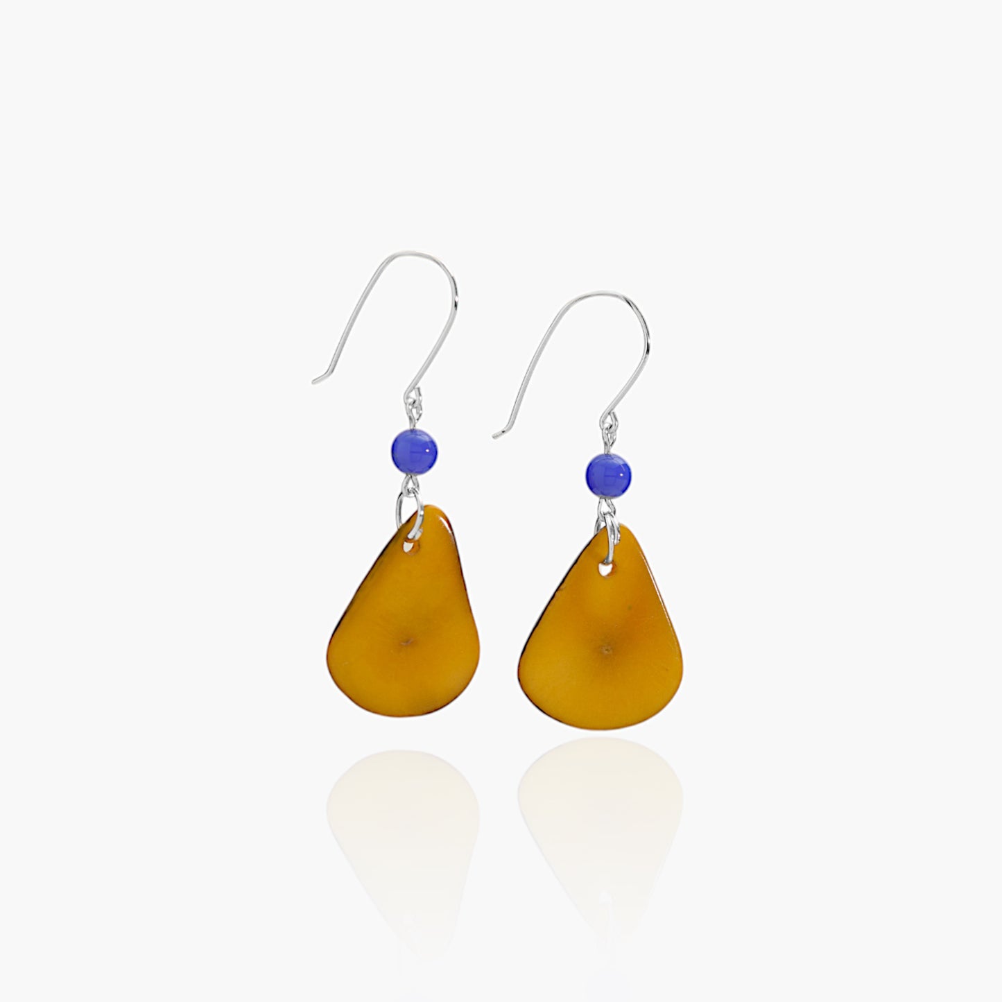 Orecchini in Avorio Vegetale Giallo e Agata Blu