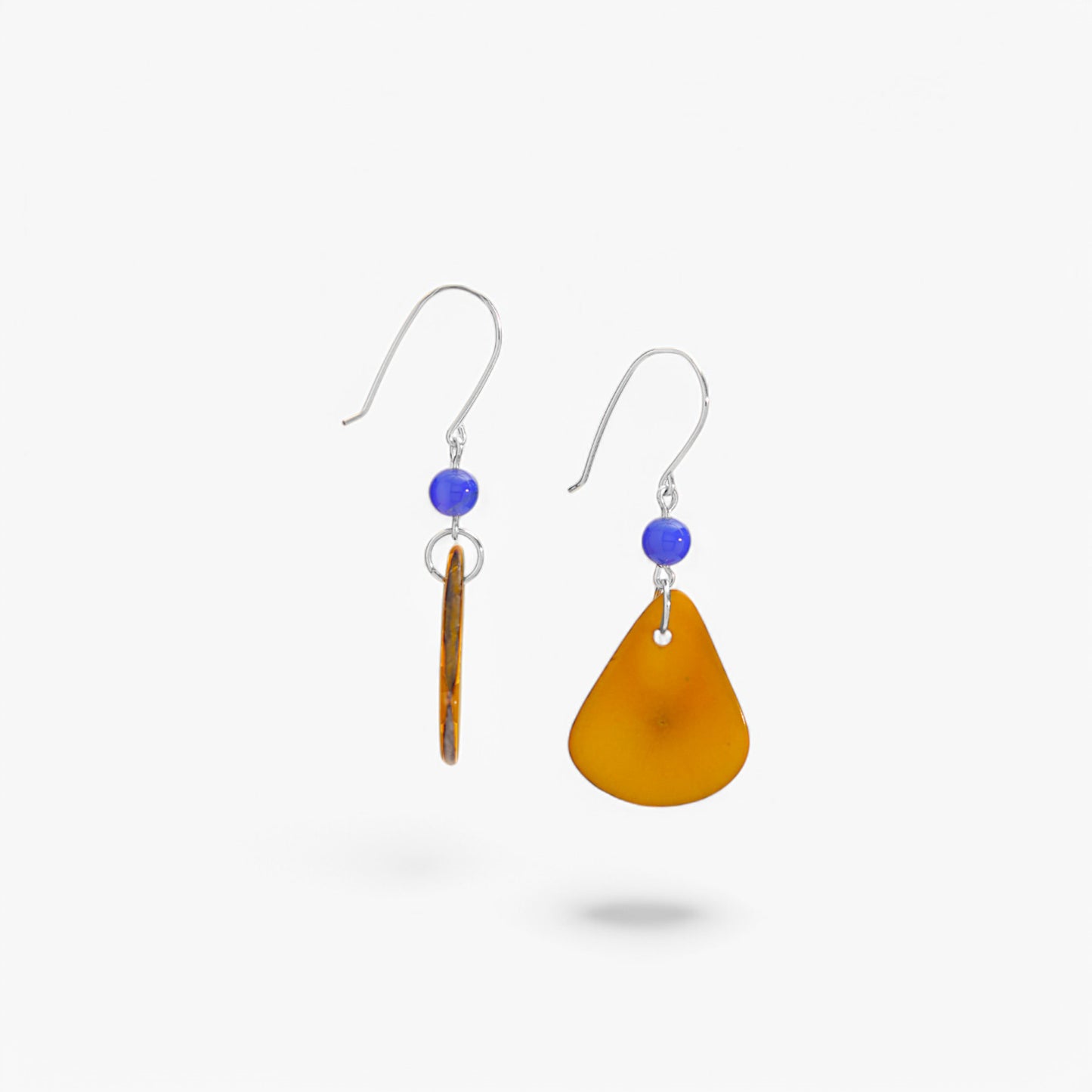 Orecchini in Avorio Vegetale Giallo e Agata Blu