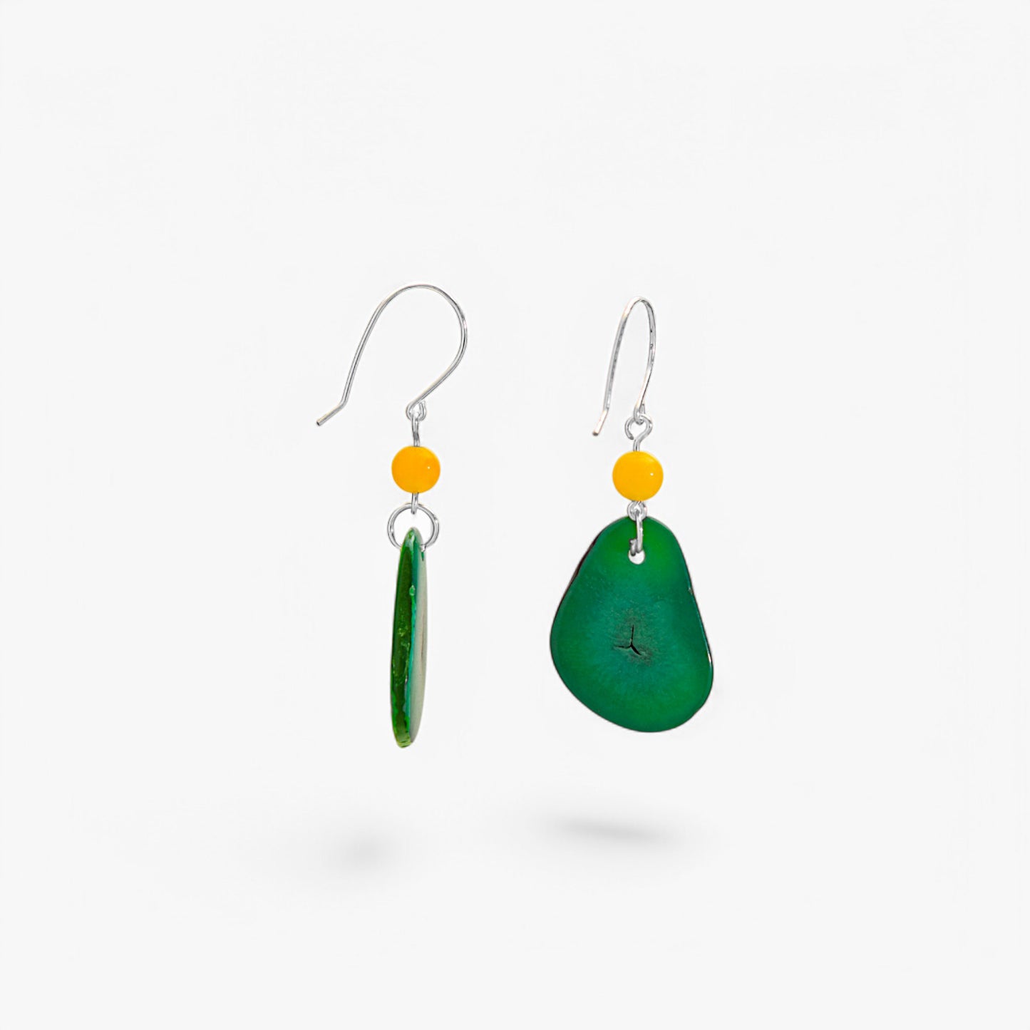 Orecchini in Avorio Vegetale Verde e Agata Gialla