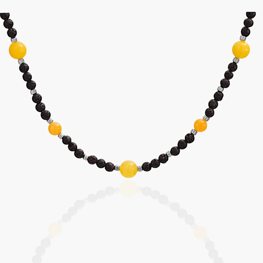 Collana in Pietra Lavica e Agata Gialla