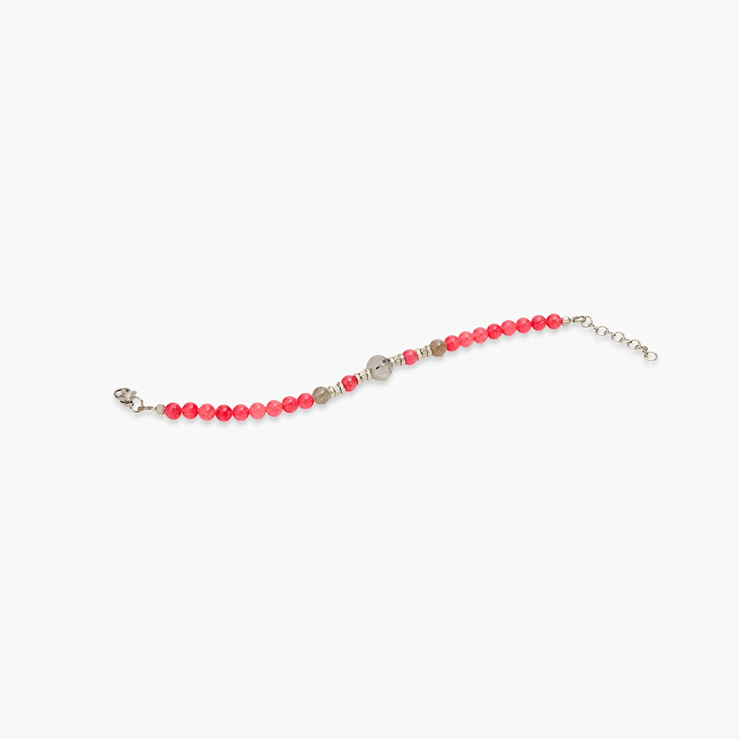 Bracciale in Agata Rossa e Quarzo Tormalinato