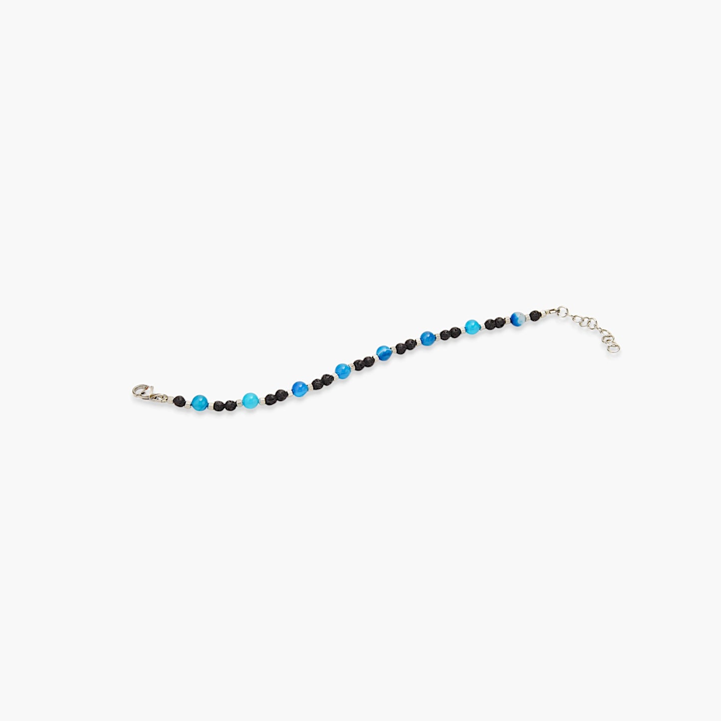 Bracciale in Agata Blu e Pietra Lavica
