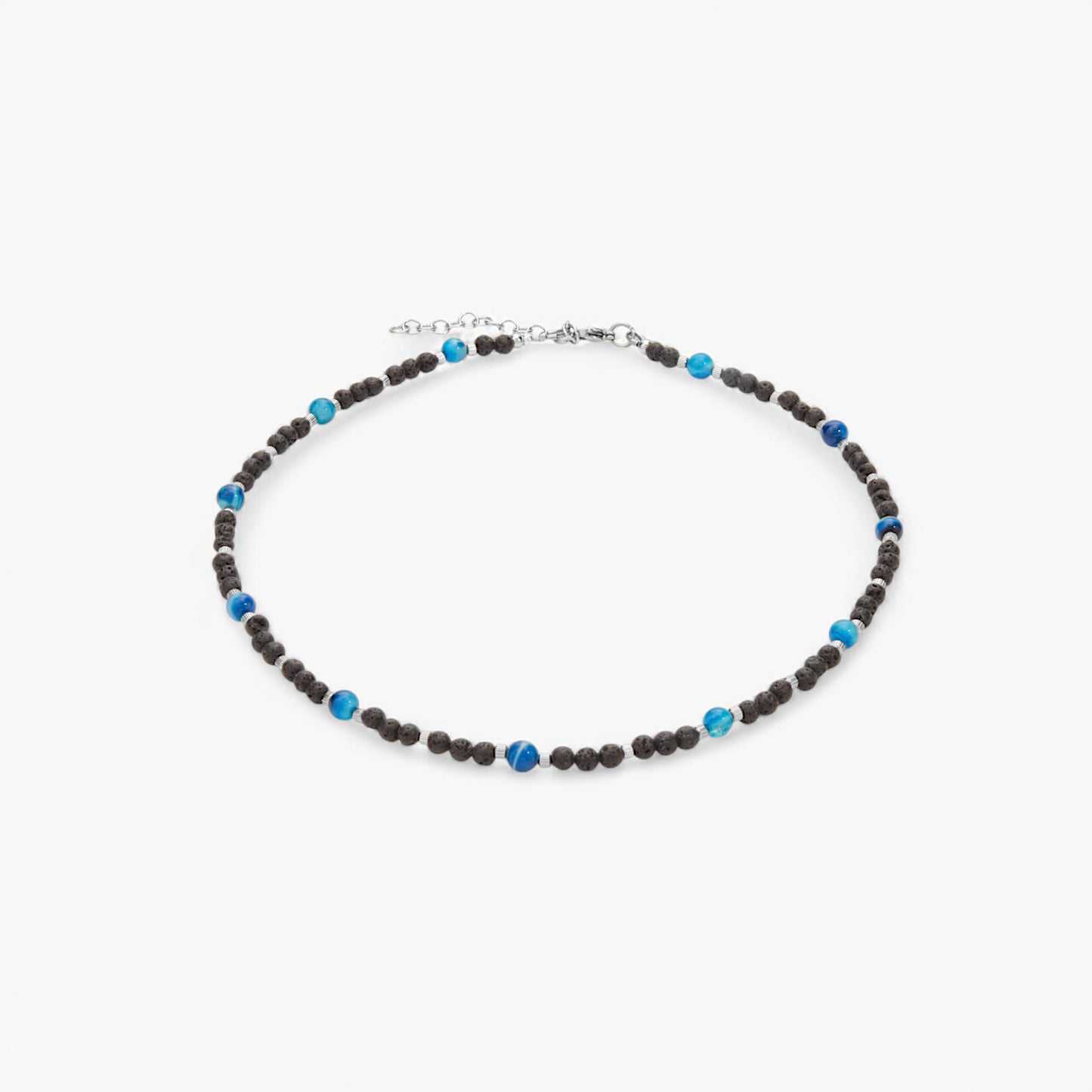 Collana in Pietra Lavica e Agata Blu