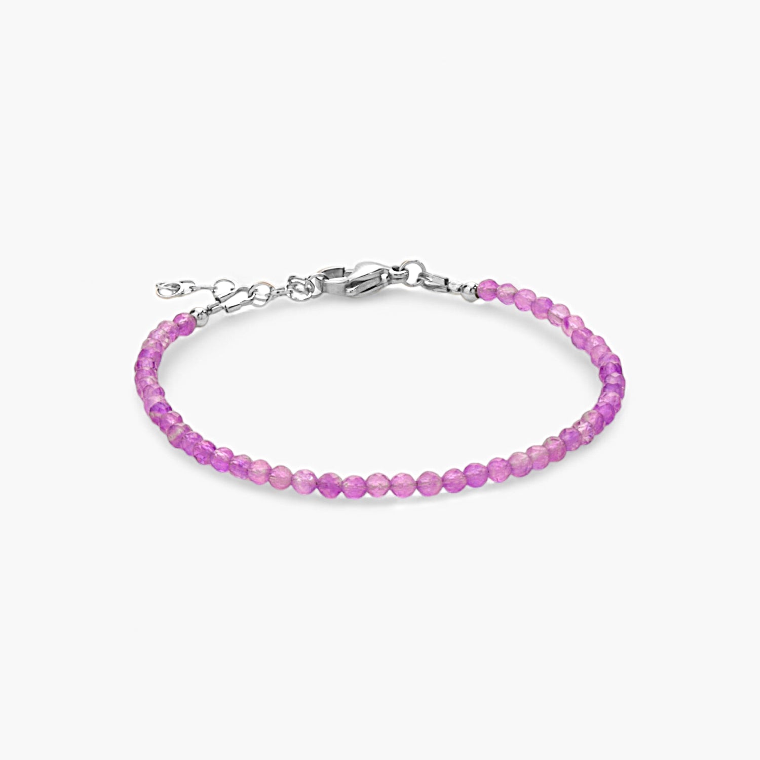 Bracciale donna in pietre naturali con ametista e chiusura regolabile in acciaio inossidabile.