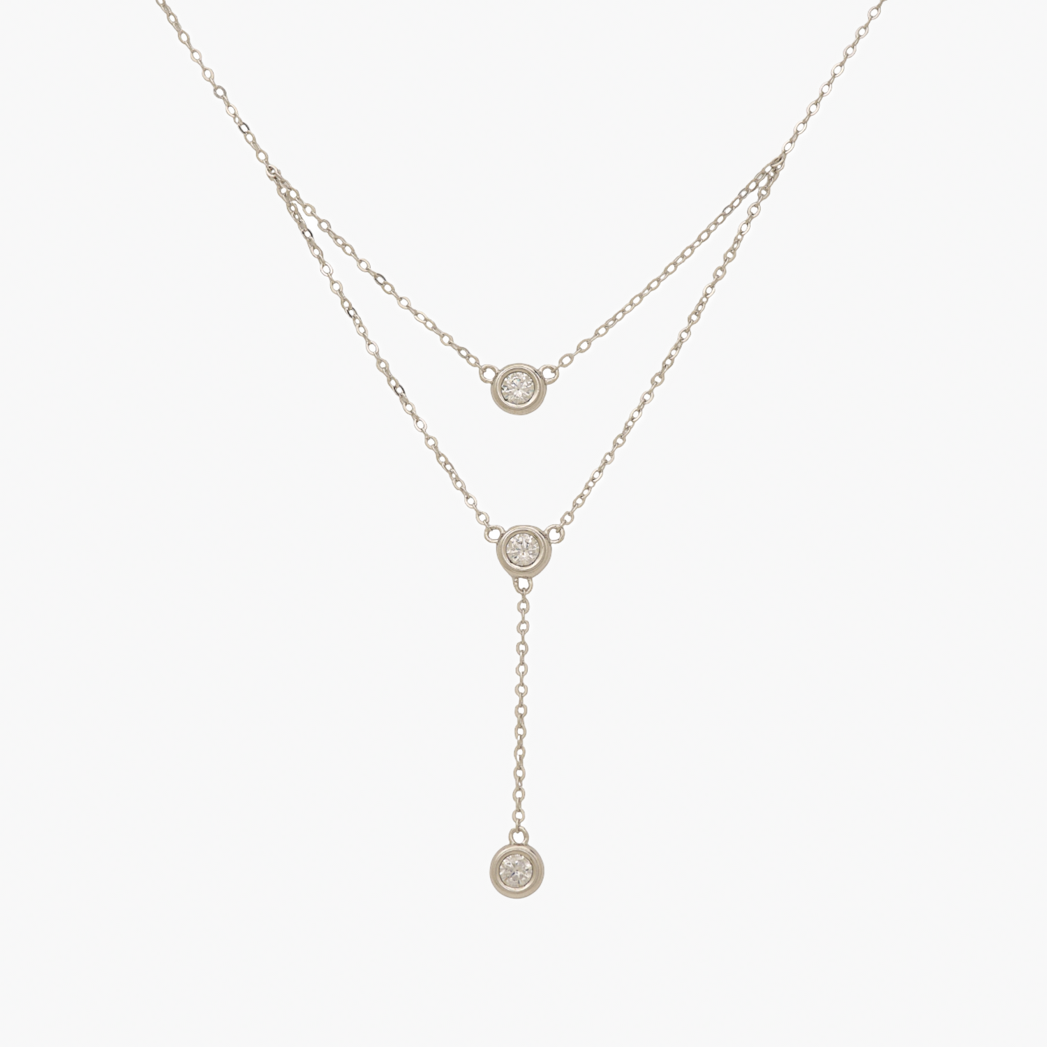 Collana pendente argento sterling 925 per donna con tre zirconi qualità AAA