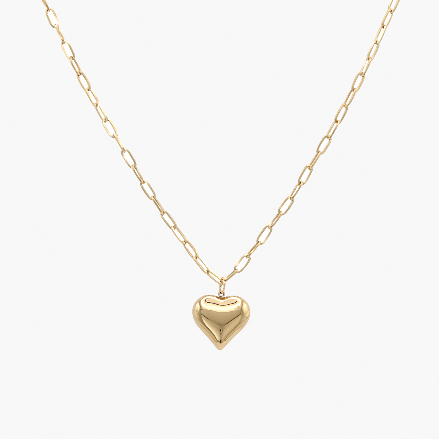 Collana pendente cuore placcata oro 14k e catena graffetta.