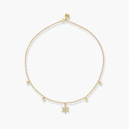 18K Gold Plated Necklace - Snowflake Pendant