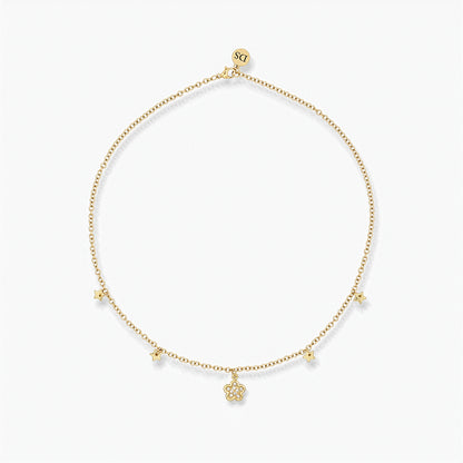 18K Gold Plated Necklace - Stars and Flowers Pendant