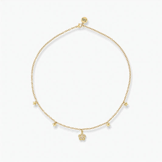 Collana Placcata Oro 18K - pendente Stelle e Fiori
