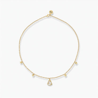 18K Gold Plated Necklace - Mother-of-Pearl and Bell Pendant