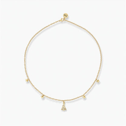 18K Gold Plated Necklace - Christmas Tree Pendant