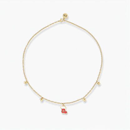 18K Gold Plated Necklace - Christmas Stocking Pendant