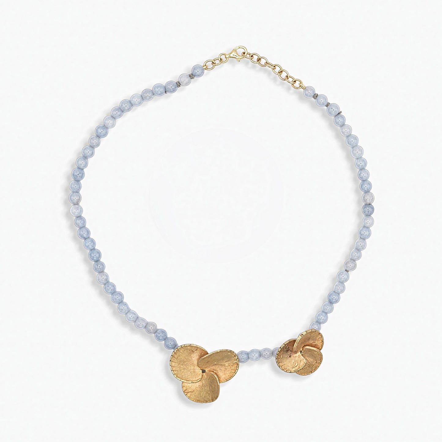 Collana Flower - girocollo in Bronzo e Giada celeste