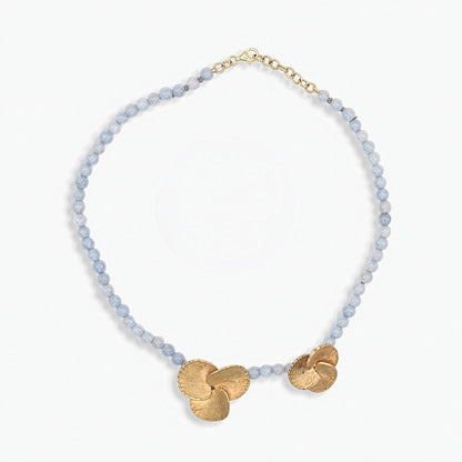 Collana Flower - girocollo in Bronzo e Giada celeste