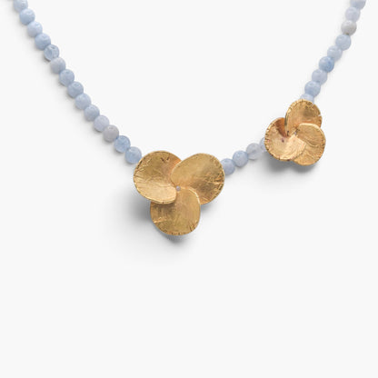 Collana Flower - girocollo in Bronzo e Giada celeste
