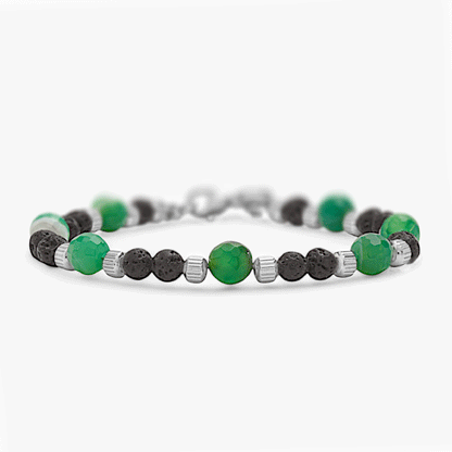 Bracciale in Agata Verde e Pietra Lavica