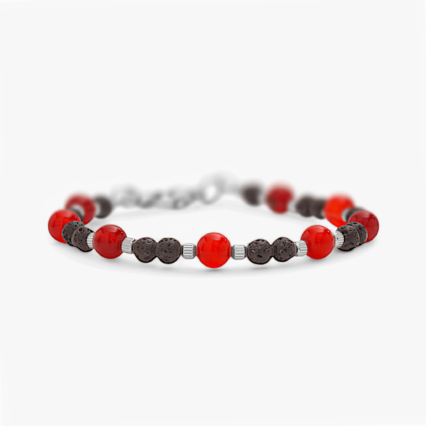 Red Agate and Lava Stone Bracelet