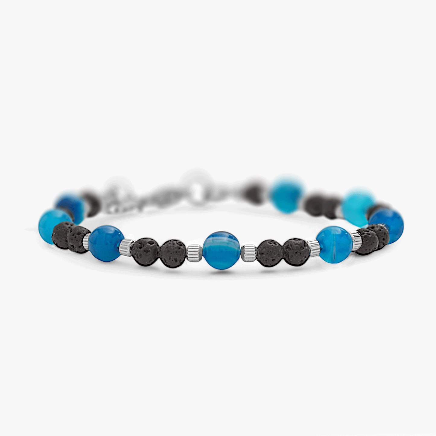 Bracciale in Agata Blu e Pietra Lavica