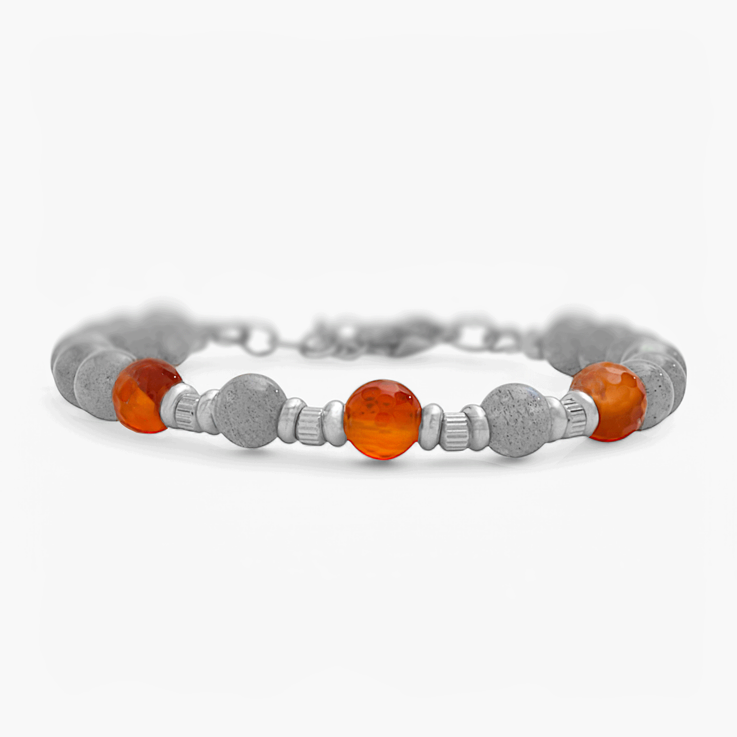 Bracciale in Labradorite e Agata Rosso Fuoco