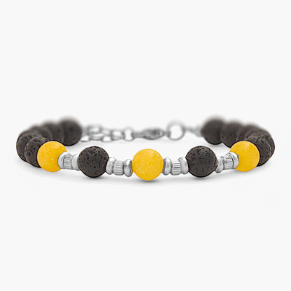 Bracciale in Agata Gialla e Pietra Lavica