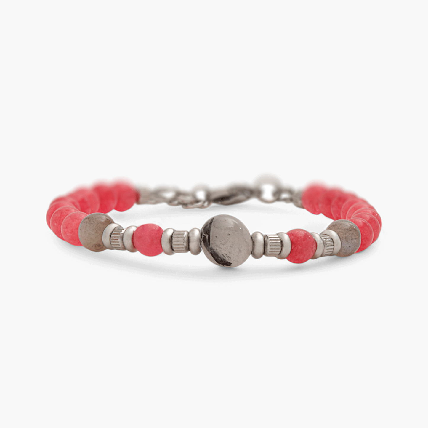 Bracciale in Agata Rossa e Quarzo Tormalinato
