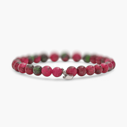 Bracciale Minimal in Giada Rubino con Charm Cuore