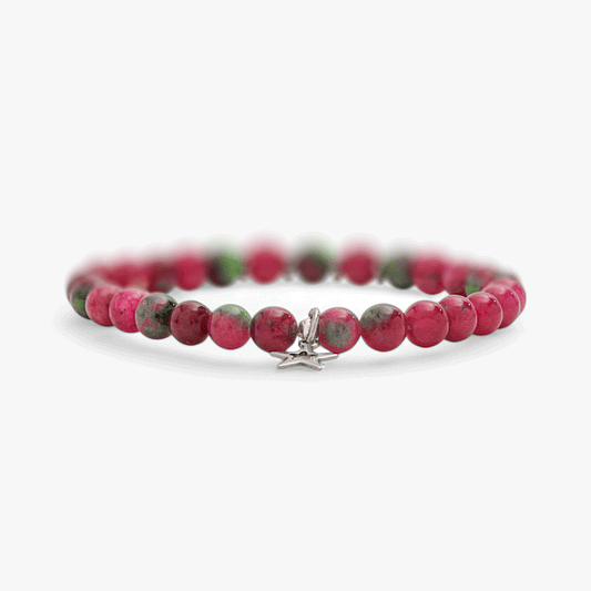 Bracciale Minimal in Giada Rubino con Charm Stella