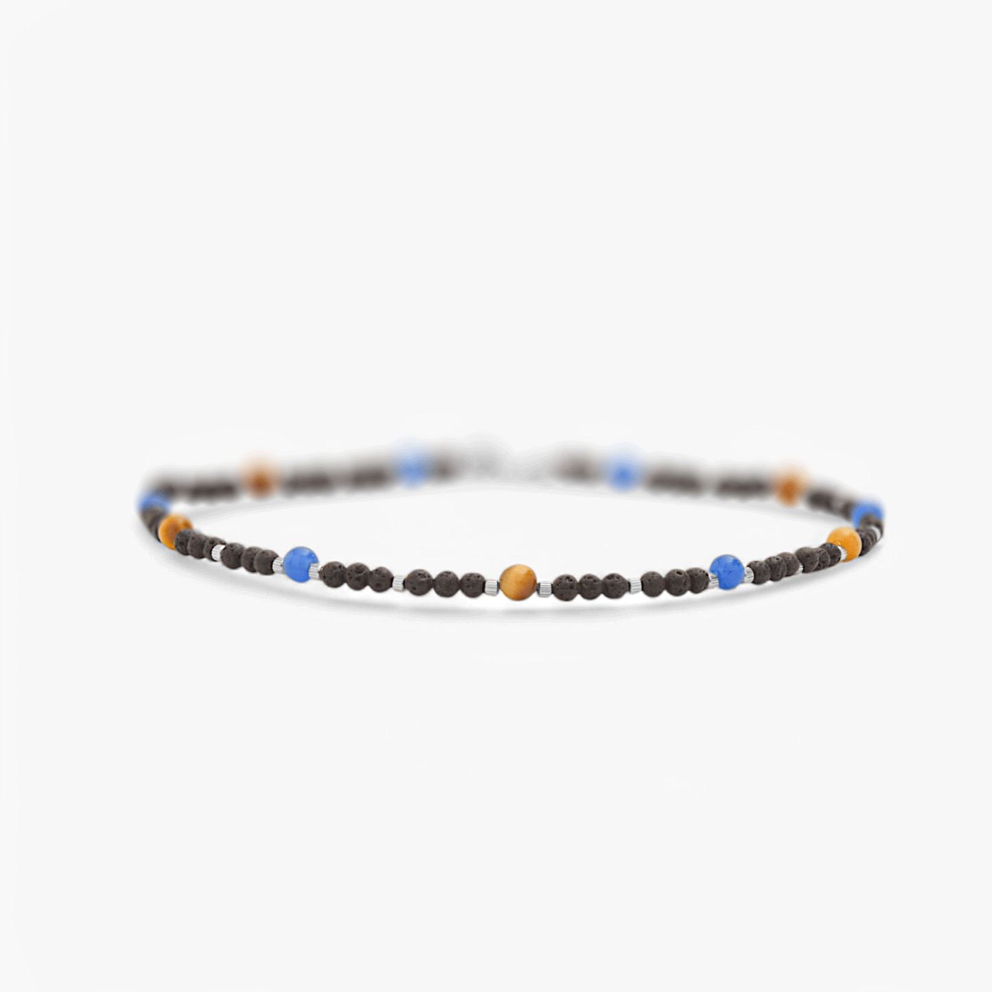 Collana in Pietra Lavica, Agata Blu e Occhio di Falco