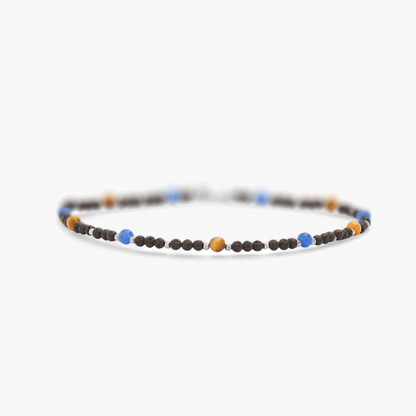 Collana in Pietra Lavica, Agata Blu e Occhio di Falco