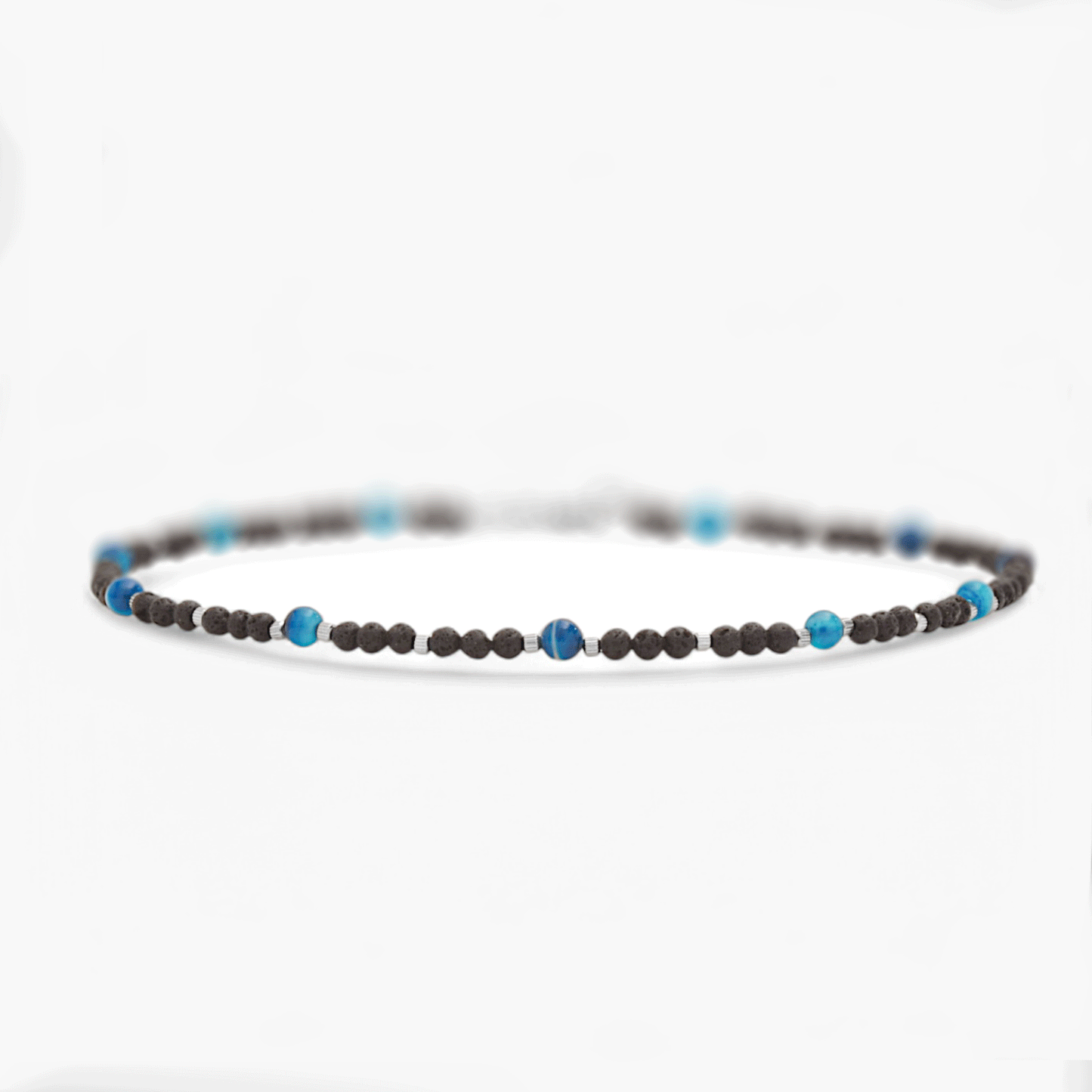 Collana in Pietra Lavica e Agata Blu