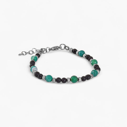 Bracciale in Agata Verde e Pietra Lavica