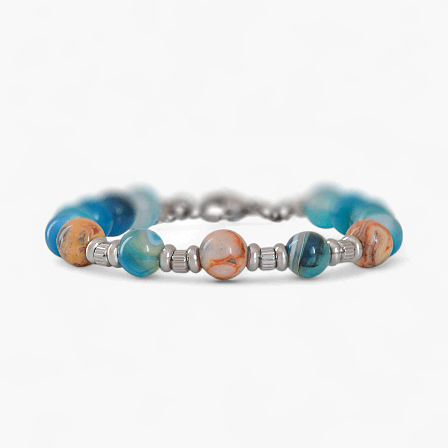 Bracciale in Agata Blu e Diaspro Naturale