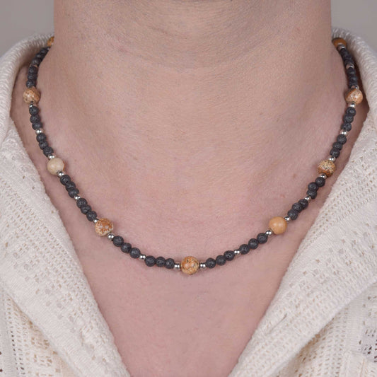 Collana in Pietra Lavica e Pietra Paesina