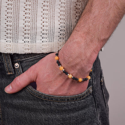 Bracciale in Agata Gialla e Pietra Lavica