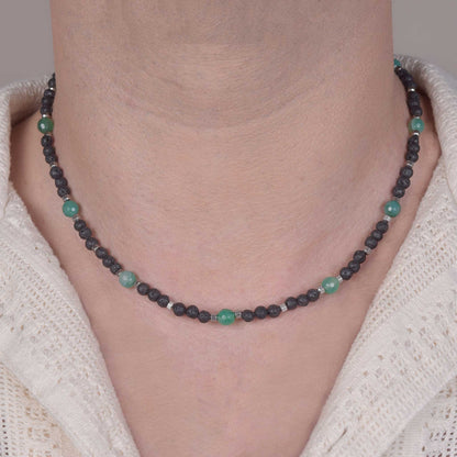 Collana in Pietra Lavica e Agata Verde