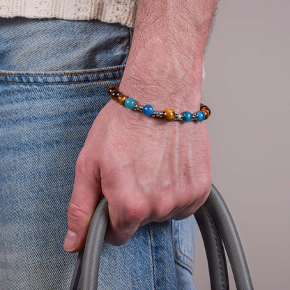 Bracciale in Occhio di Tigre e Agata Blu