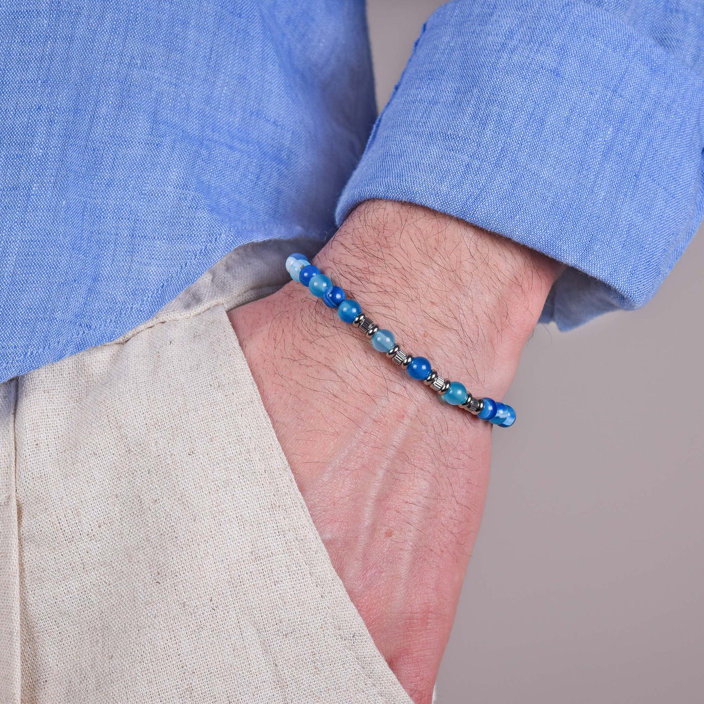 Bracciale in Agata Blu