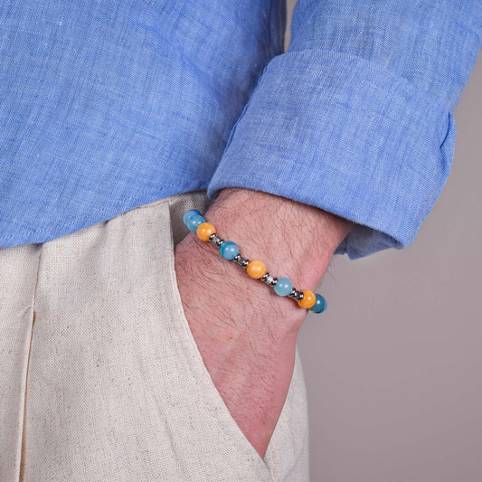 Bracciale in Agata Gialla e Blu
